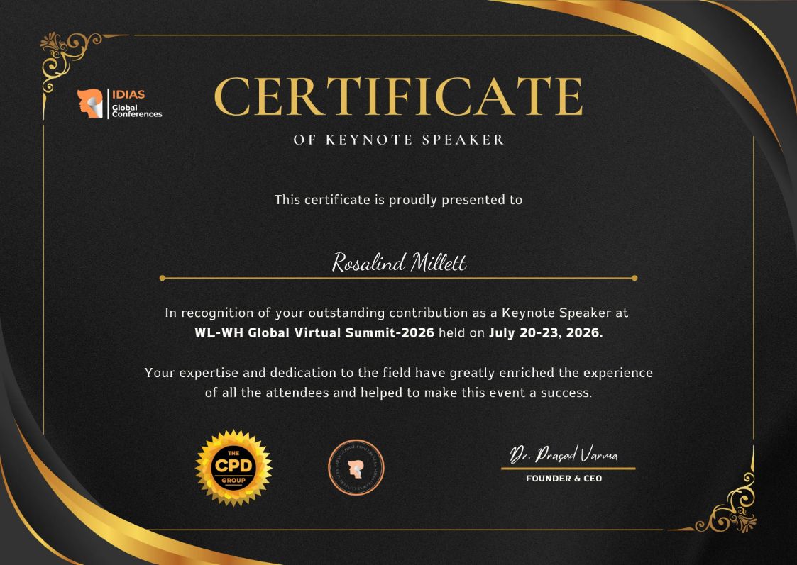 Keynote Speaker certificate — WL-WH Global Virtual Summit 2026